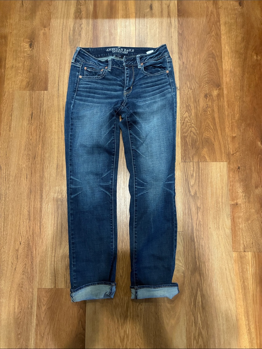 American Eagle Outfitters Women’s Straight Leg Jeans - Dark Blue Wash
